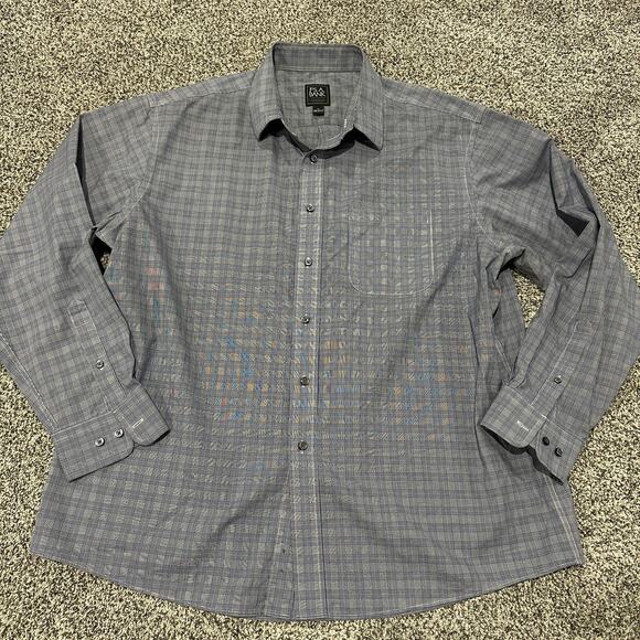 Jos. A. Bank Other - JOS A. BANK Navy Blue Striped Men's 100% Cotton Button Down Long Sleeve, Size XL